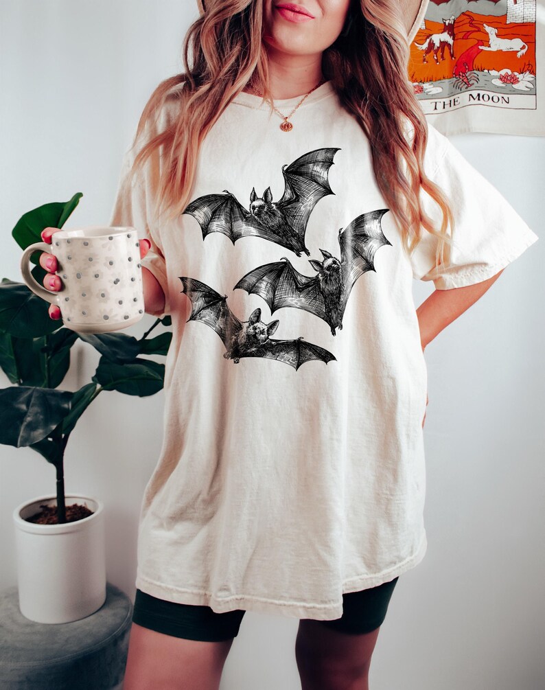 Three Bats T-Shirt: Vintage Gothic Horror Tee image 2