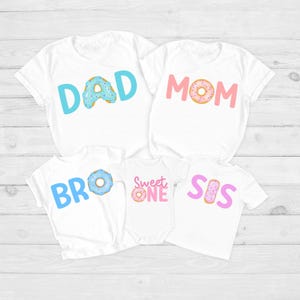 Familie donut shirts, lieve verjaardag T-shirts, familie verjaardag shirts, donut verjaardag shirts, 1e verjaardag shirts, donut shirts