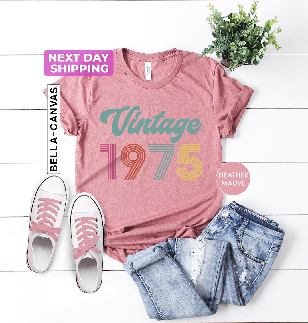 1975 Vintage Birthday Shirt For Women - 50th Birthday Gift, Retro Design, Custom Year Option