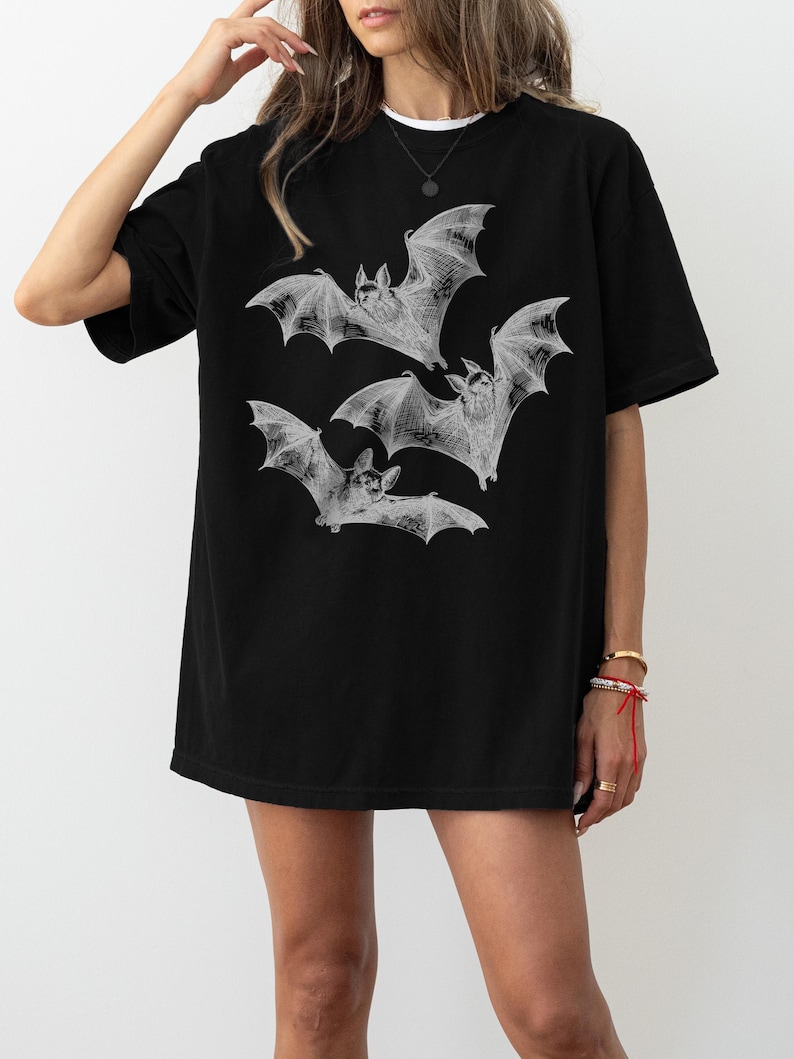 Three Bats T-Shirt: Vintage Gothic Horror Tee image 3