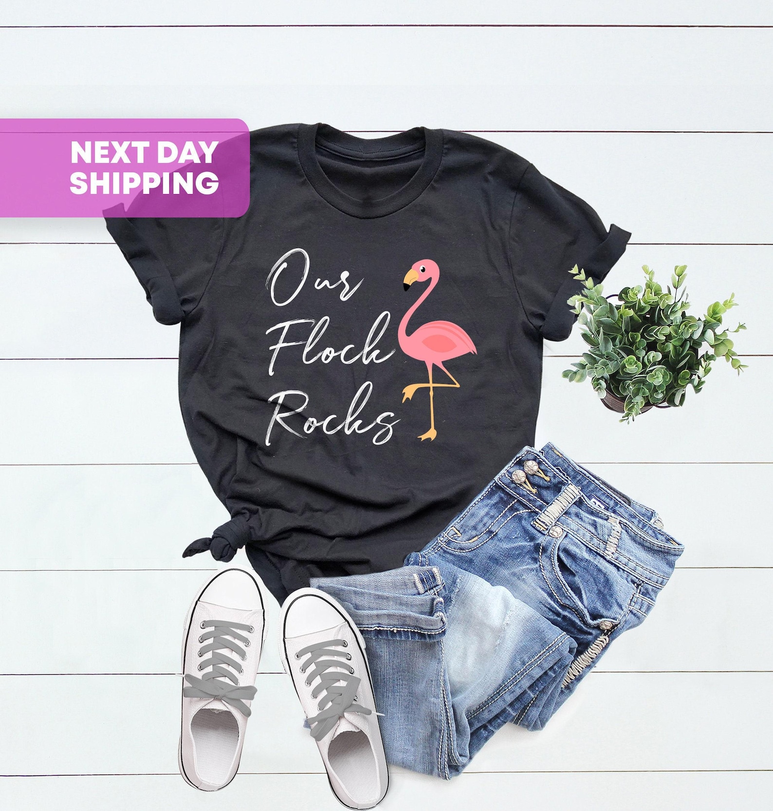 This Flock Rocks Our Flock Rocks Flamingo Shirt: Summer Graphic Tee - Etsy