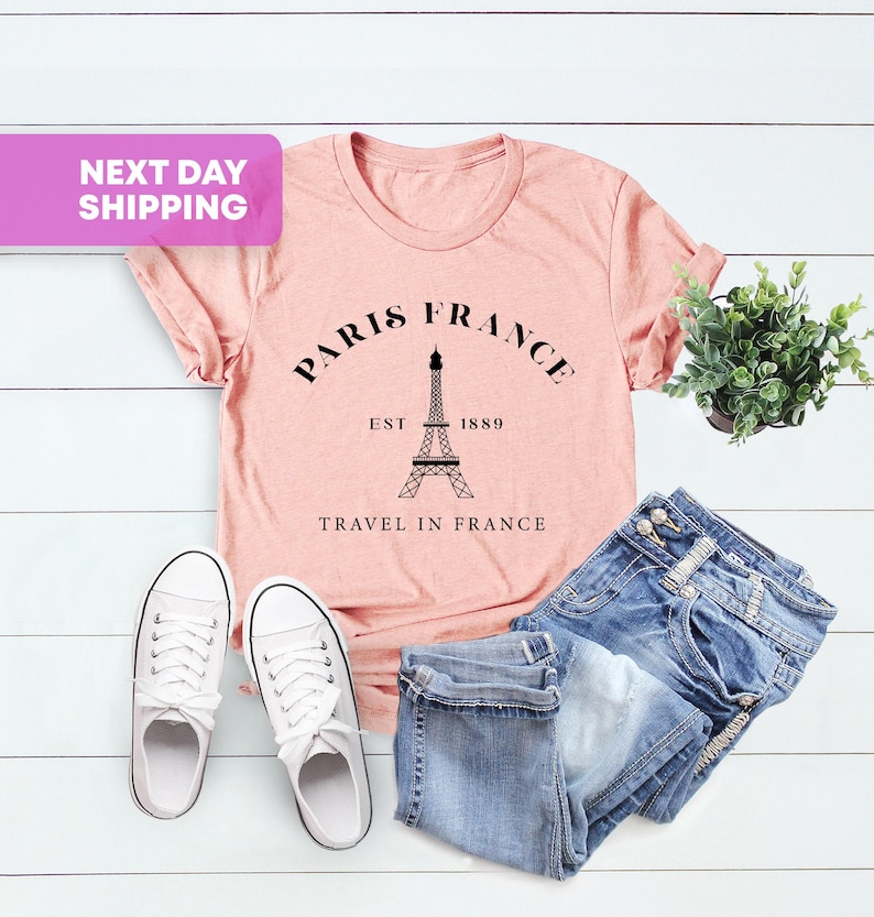 Eiffel Tower Shirt, Paris France Shirt, Travel To France Shirt, Gift For Paris Lover, France Souvenir, Designer Gift, Vacation in Paris Tee image 3