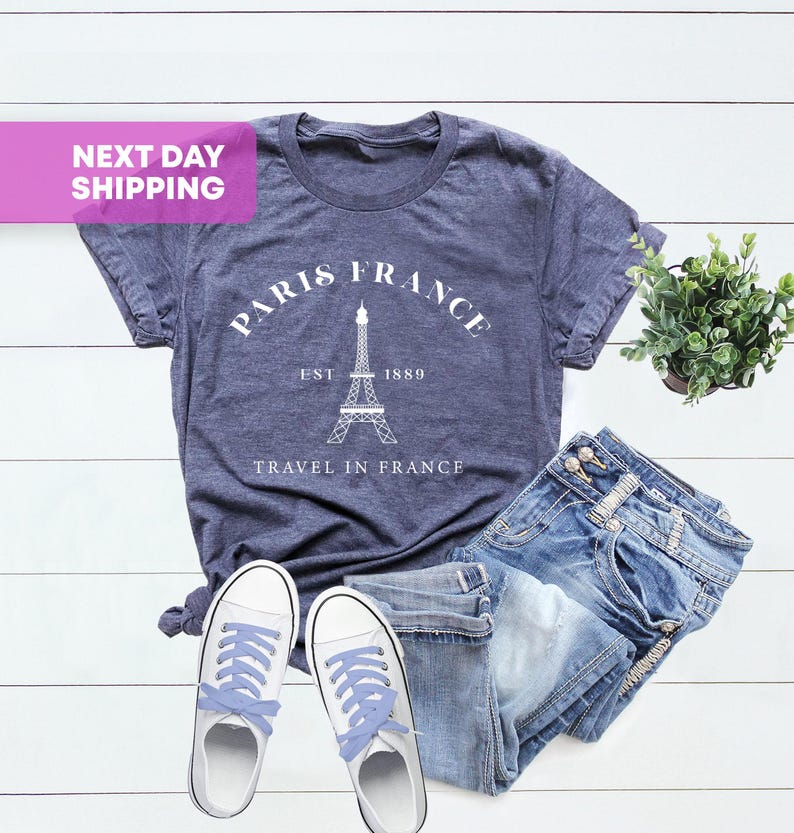 Eiffel Tower Shirt, Paris France Shirt, Travel To France Shirt, Gift For Paris Lover, France Souvenir, Designer Gift, Vacation in Paris Tee image 1
