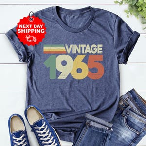 60th Birthday Gifts 2025 Vintage 1965 T Shirt retro style colours