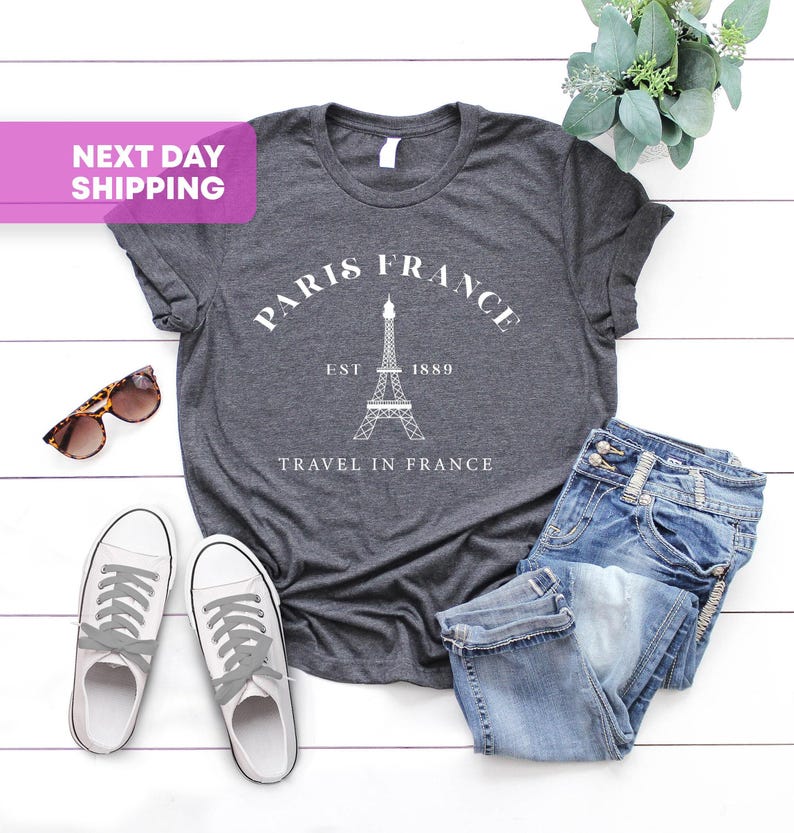 Eiffel Tower Shirt, Paris France Shirt, Travel To France Shirt, Gift For Paris Lover, France Souvenir, Designer Gift, Vacation in Paris Tee image 2