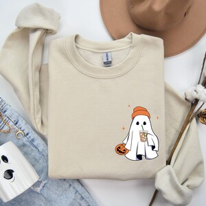 Ghost Sweatshirt, Little Ghost Ice Coffee Shirt, , Halloween Tee, Cute Ghost Shirt, Little Ghost Ice Coffee Sweatshirt