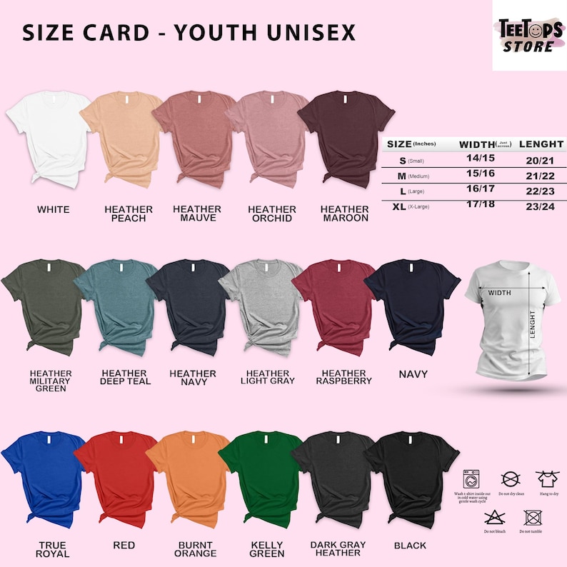 a women's t - shirt size chart with different colors