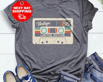 Vintage 1986 Birthday Shirt, Limited Edition 1986 Tee, Retro Birthday Gift for Men Women, Classic Unisex T Shirt