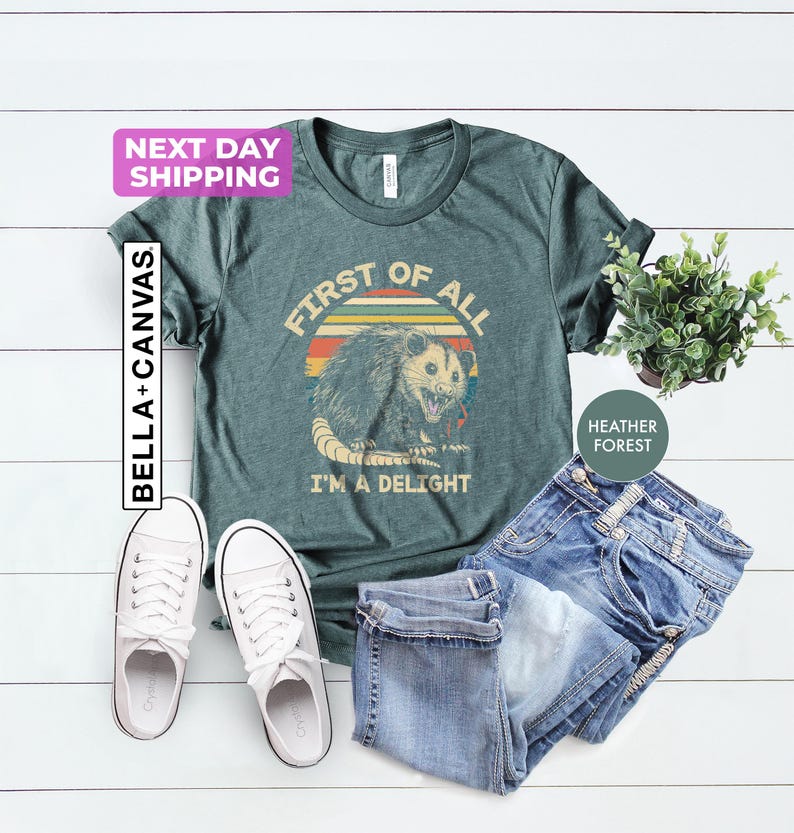 Funny Opossum Shirts, Angry Opossum T-Shirt, First Of All I'm A Delight, Opossum Lover, First Of All I'm A Delight, Funny Opossum Shirts afbeelding 5