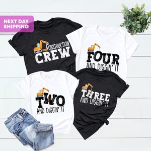Personalized Construction Crew Birthday Shirt, Custom Name 2nd 3rd Birthday Boy Outfit, Excavator Family Matching Shirts, Diggin It Party