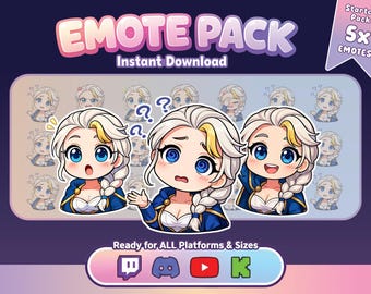 Jaina Prachtmeer 5 Bundle Starter Emote Pack – | Chibi Magier Stream Emotes (PNG)