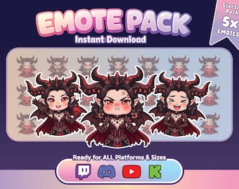 Lilith Chibi Emote Pack - 5er Starter Bundle | Niedliche Dämonen Königin Emotes (PNG)