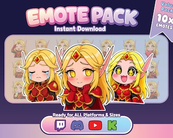 Elf Krieger Emotes – 10+6 GESCHENK Elfen Emotes, Chibi Elf PNG Sticker für YouTube, Twitch, Discord und Kick | Digitaler Download