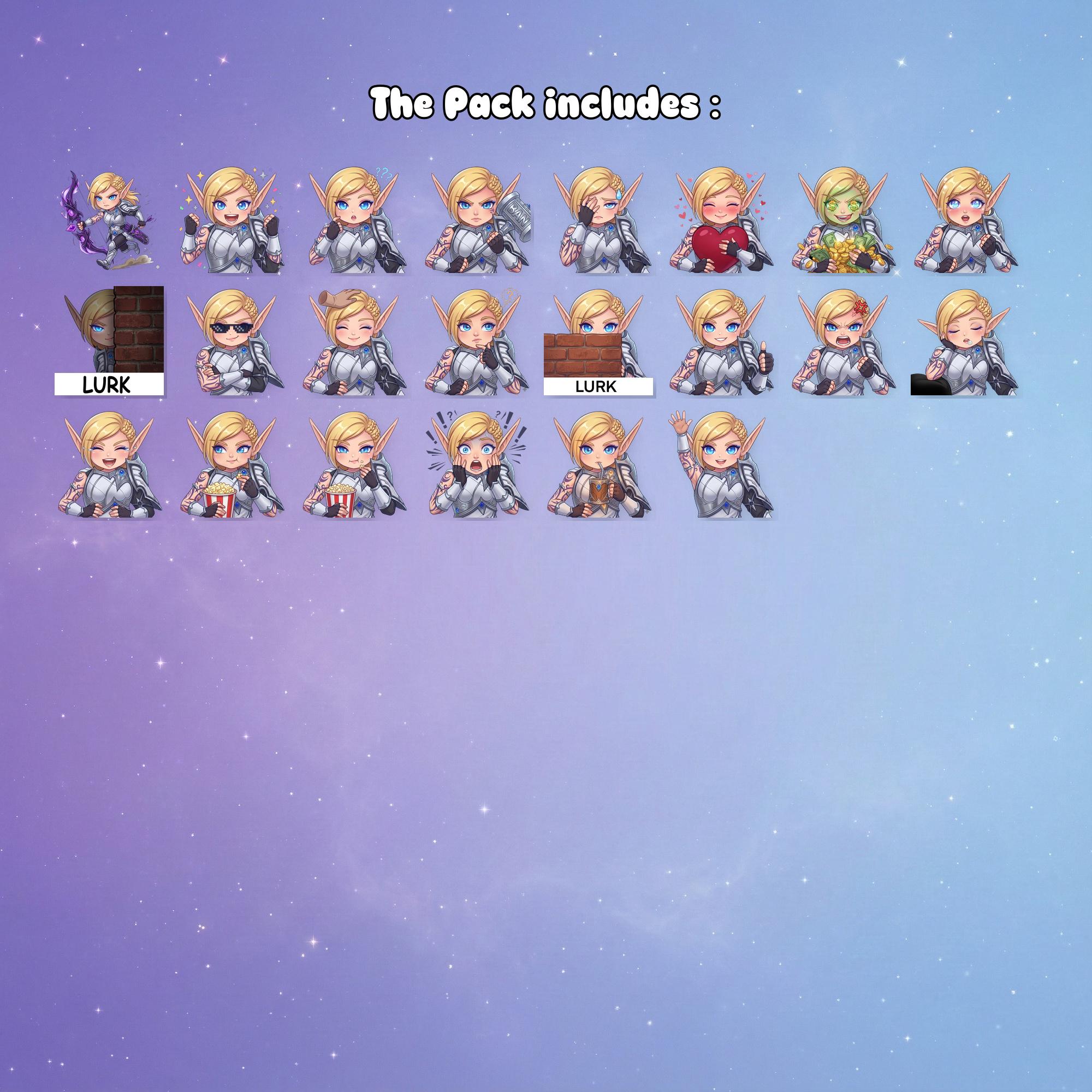 Alleria Windrunner 20+2 Bonus Emote Pack | World of Warcraft Chibi Elf ...