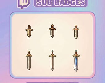 Fantasy Sword Twitch Abonnenten-Abzeichen - 6-Tier Set (Digitaler Download)