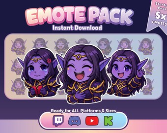 Xal'atath Starter Emote Pack (5) | Chibi Void Elfenstrom Emotes (PNG)