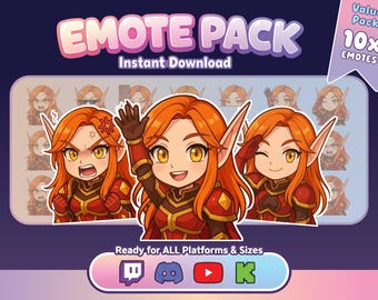 Lady Liadrin 10 Bündel Emote Pack | Chibi Blutelfen Strom Emotes (PNG)