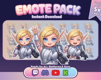 Alleria Windläufer 5 Bundle Starter Emote Pack | Chibi Elf Waldläufer Emotes (PNG)