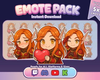 Lady Liadrin 5 Bundle Starter Emote Pack | Chibi Blutelfen Strom Emotes (PNG)