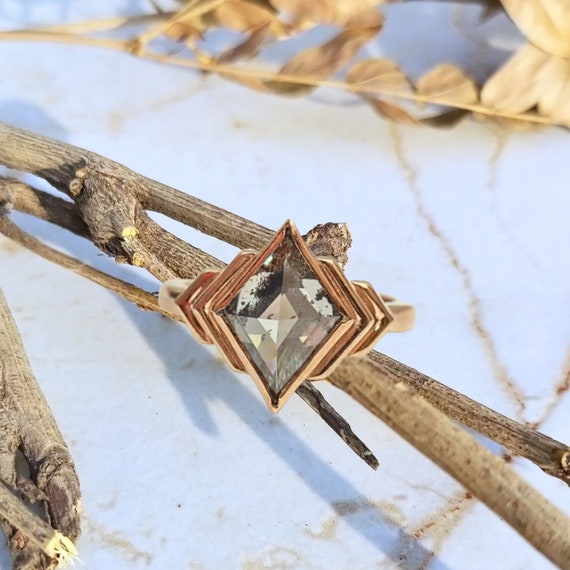 Salt and Pepper Diamond Ring  Victoria Era Diamon… - image 6