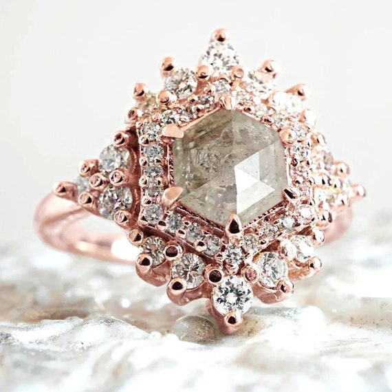 Salt and Pepper Diamond Ring Engagement Ring Unique … Gem