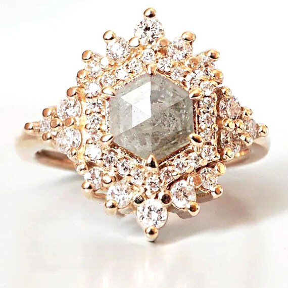 Salt and Pepper Diamond Ring Engagement Ring Unique … Gem