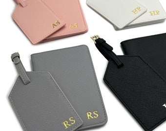 Personalised Passport Travel Set, Bridesmaid Gifts, Honeymoon gift, Gifts For Her, Initial Passport holder & luggage tag, Personalized gifts