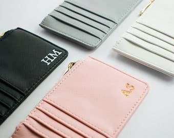 Personalised Zip Wallet, Monogram Purse, Gifts for Her, Bridesmaid Gift, Birthday Gift, Women&#39;s Wallet, Monogram Gift, Custom Card Holder