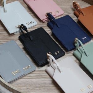 Personalized Leather Passport Holder & Personalized Luggage Tag, Bridesmaid Gifts, Honeymoon gift, Travel Set, Bride, Gifts For Her image 6