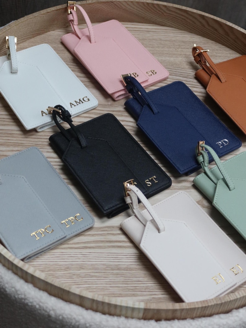 Personalized Leather Passport Holder & Personalized Luggage Tag, Bridesmaid Gifts, Honeymoon gift, Travel Set, Bride, Gifts For Her image 6