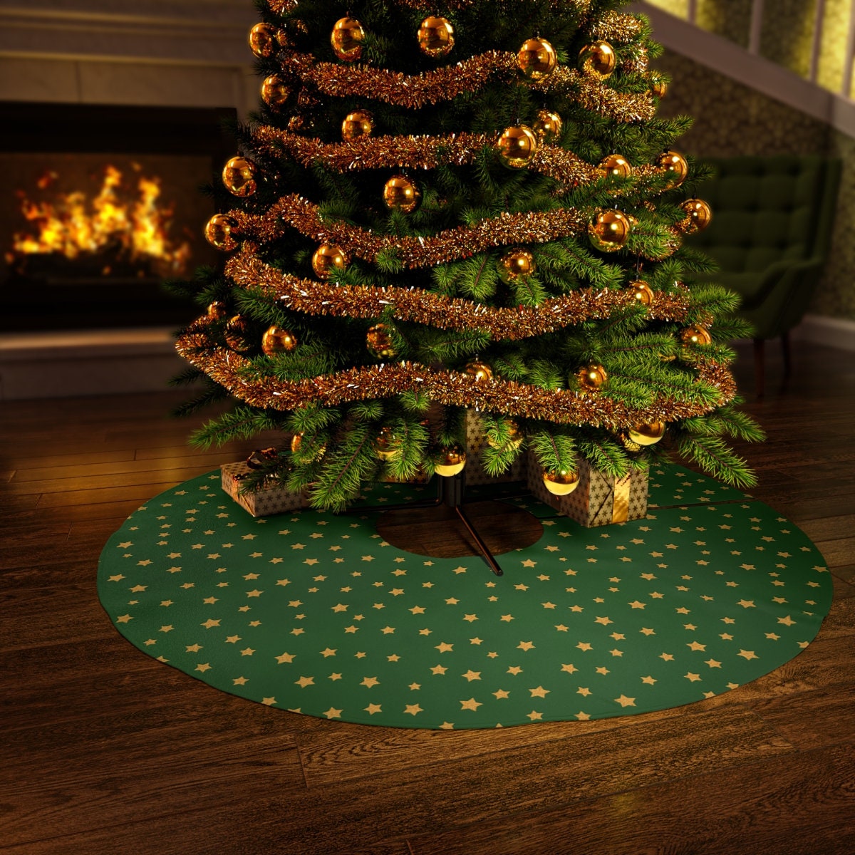 Tiamon 48 Inch Pink Christmas Tree Skirt Large Double Layer