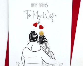 Wife Birthday Card - Special Birthday Card For My Wife - Winter Birthday Cards - Romantic Birthday Card For Wife - Coffee Lovers Cards