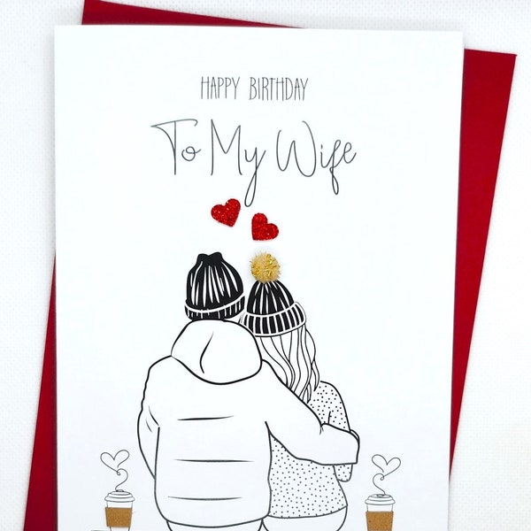 Wife Birthday Card - Special Birthday Card For My Wife - Winter Birthday Cards - Romantic Birthday Card For Wife - Coffee Lovers Cards