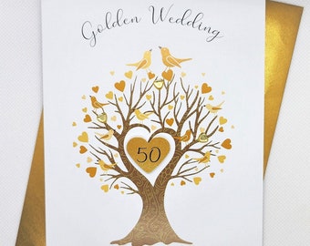 Golden Wedding Anniversary Card - 50th Wedding Anniversary Card - 3D Luxury Anniversary Card - 50 Years - Golden Wedding Anniversary