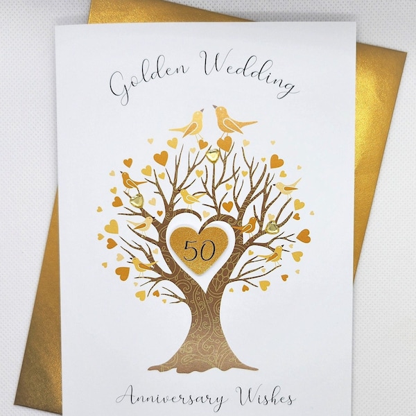 Golden Wedding Anniversary Card - 50th Wedding Anniversary Card - 3D Luxury Anniversary Card - 50 Years - Golden Wedding Anniversary