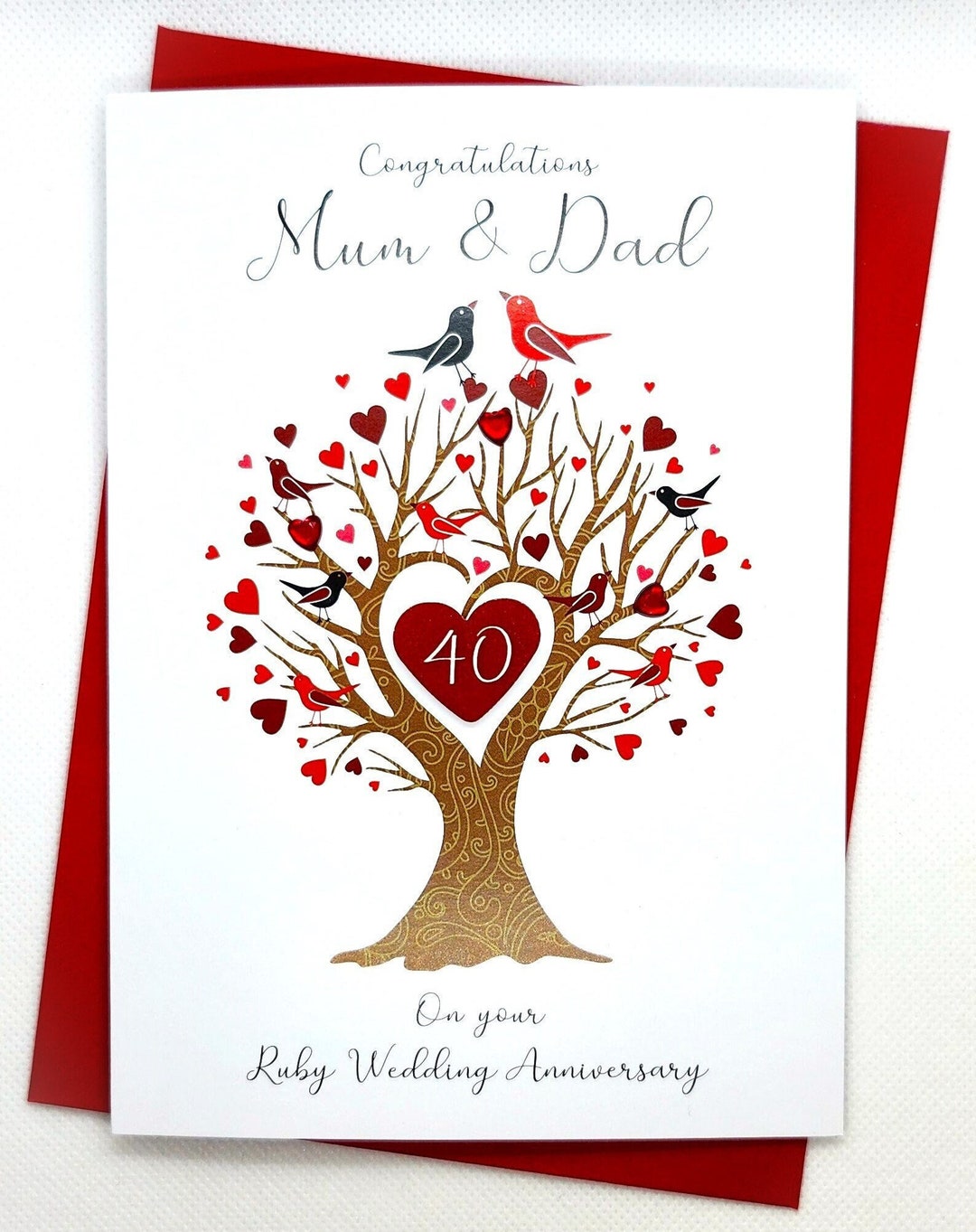 Ruby Wedding Anniversary Card for Mum and Dad - 40th Wedding ...