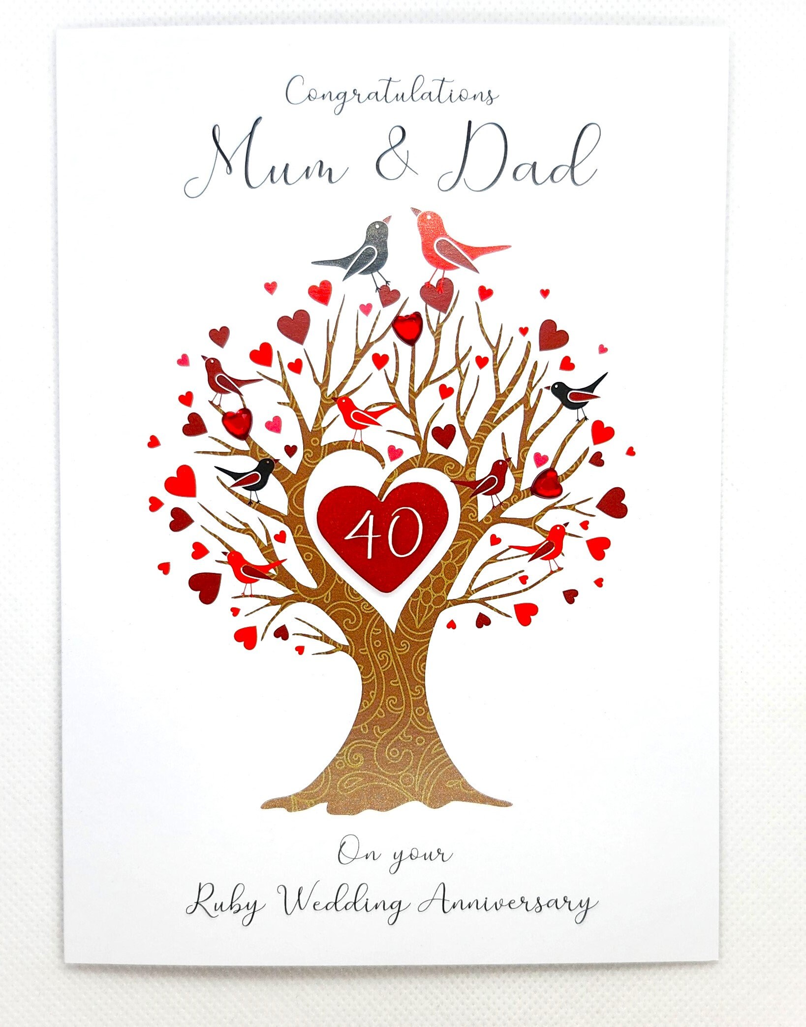 Ruby Wedding Anniversary Card for Mum and Dad - 40th Wedding ...