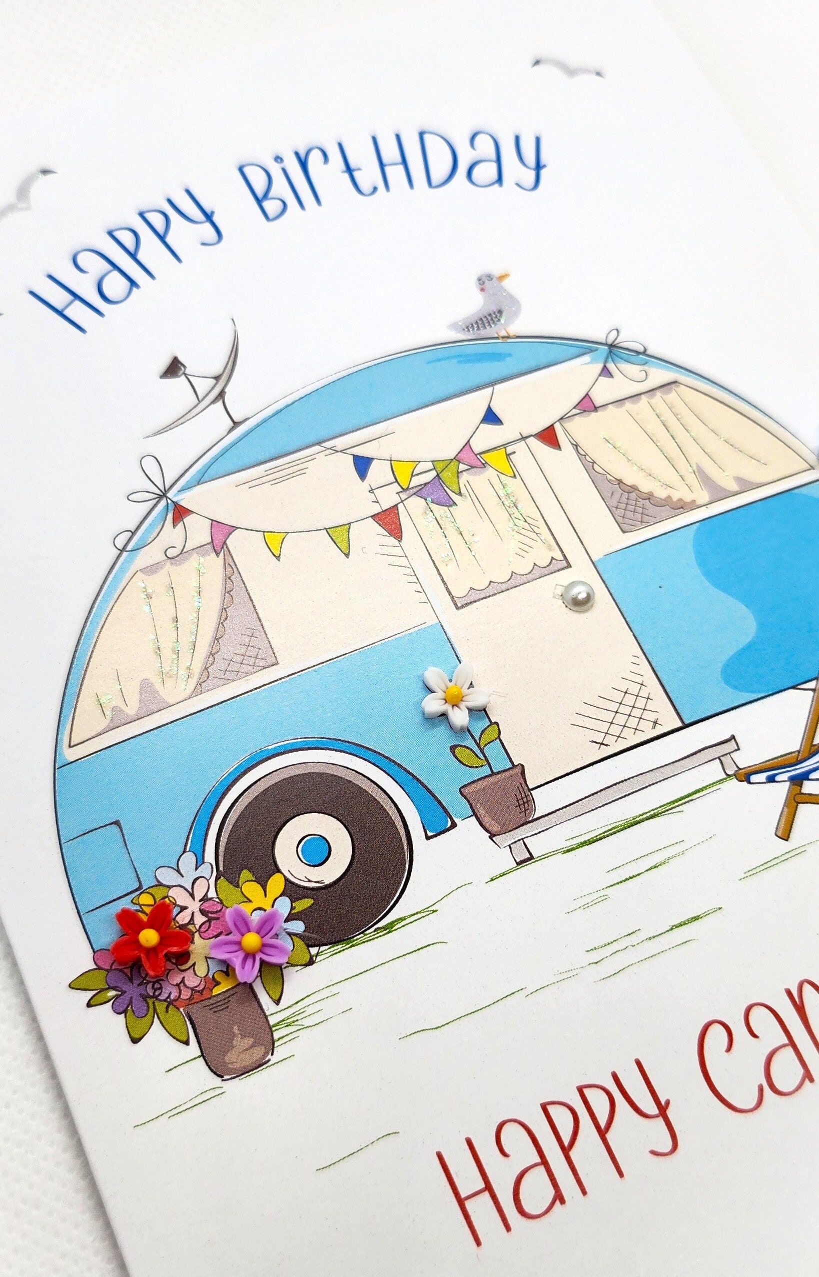 Brthday Card For Her Caravan Vntage Caravan Wth Buntng - Etsy - View #4