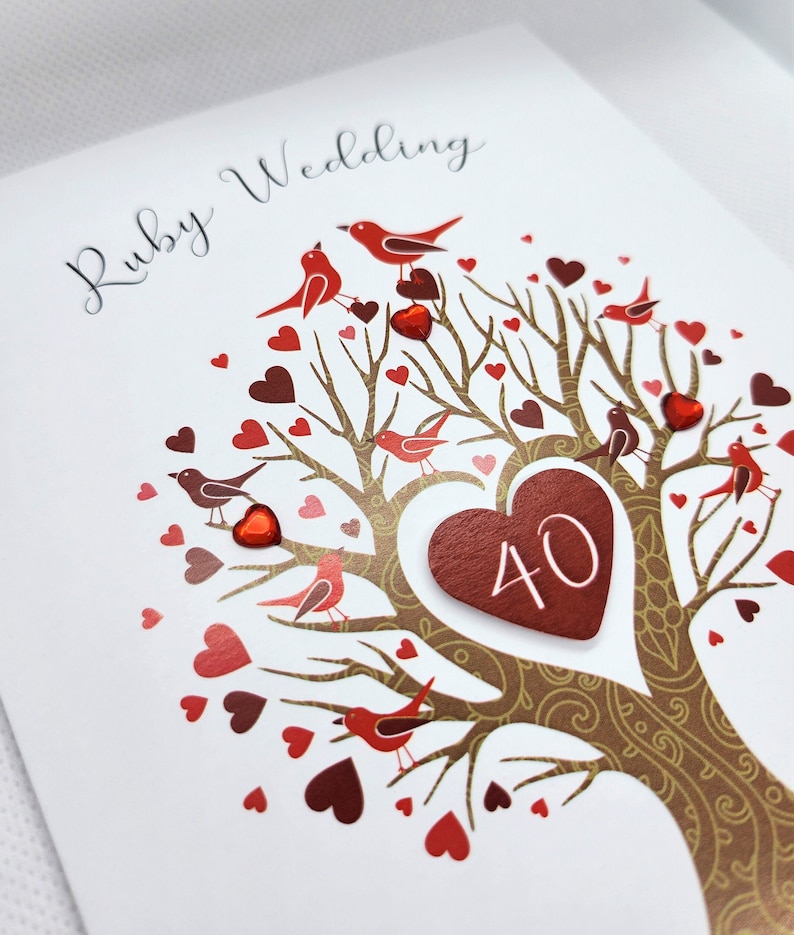 Ruby Wedding Anniversary Card 40th Wedding Anniversary Card 3D Luxury