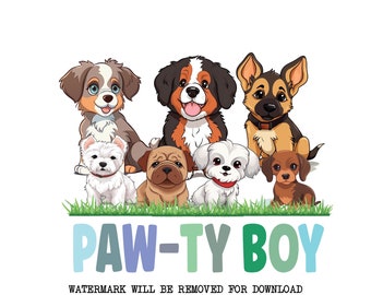 Boy&#39;s BIRTHDAY Shirt, Puppy Dog Party, Little Boy Dog Party, Pawty Png, Boy Puppy Png, Pawty PNG, Happy Birthday PNG, Boy Shirt Download