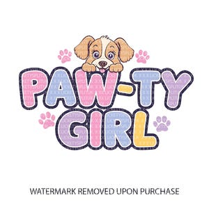 Pfoten-ty Girl Clipart, süße Hundeparty PNG, Welpe Geburtstag digitaler Download, kleine kommerzielle Nutzung, Hundeliebhaber Sublimation Design