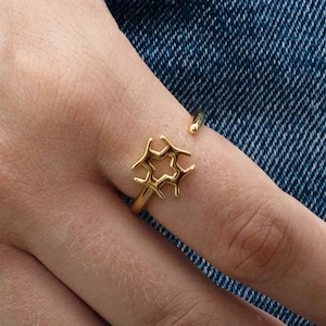 Gold Sun ring, Delicate Daisy Open ring, Flower Ring, Adjustable Ring, Gold Ring