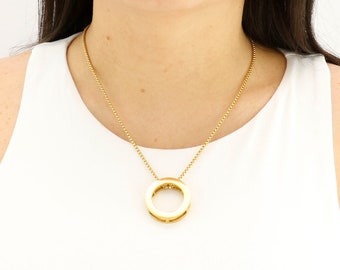 Gold Eternity Circle Pendant Necklace: Waterproof Stainless Steel