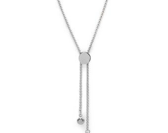 Collier chaîne Silver Tie, collier Lariat, collier Bolo Tie, collier chaîne argentée, collier bolo coulissant, collier réglable Dainty