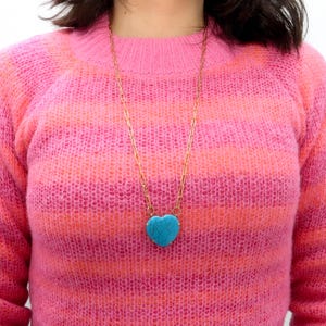 Heart-Shaped Turquoise Natural Stone Gold Necklace, Gemstone necklace 18K Gold Sterling Silver, Dainty Heart Stone Handmade Necklace
