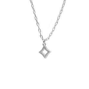 Rhombus Silver Necklace, Dainty Star Necklace, Delicate Daisy Small Star Pendant Necklace, Starburst Necklace Gold