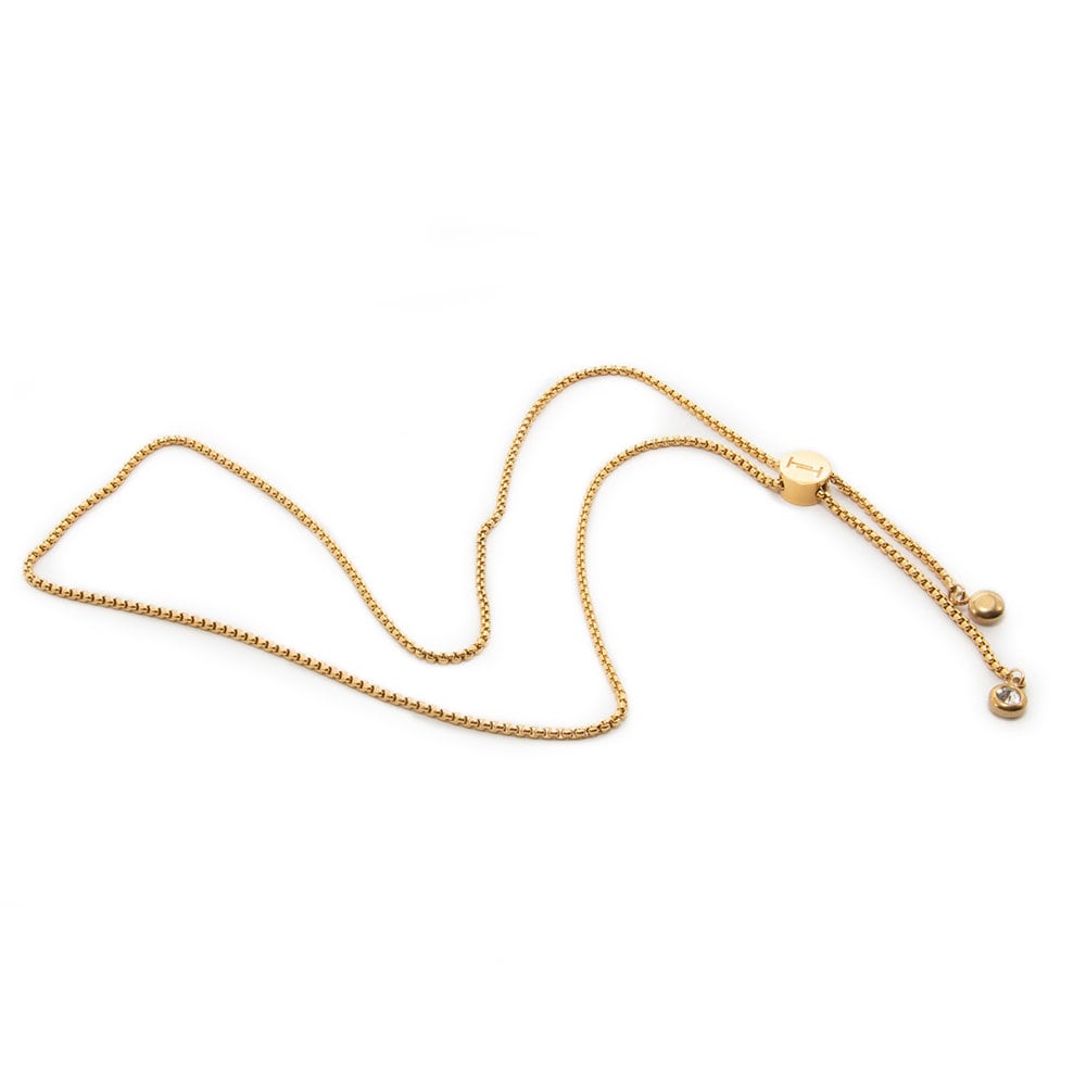 Gold Tie Chain Necklace, Lariat Necklace, Bolo Tie Necklace, Gold Chain