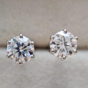 Moissanite Ohrstecker • 14K Gold Solid • Runder Schnitt • Moissanite Ohrstecker • Sterling Silber Ohrstecker • Moissanite Ohrring • Braut