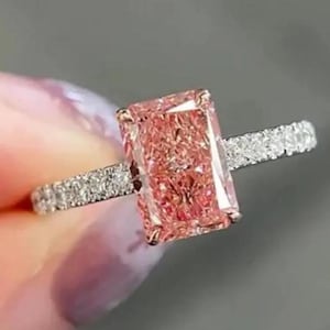 IGI Certified 2CT Lab Grown Vivid Pink Diamond Engagement Ring - 14k White Gold Solitaire