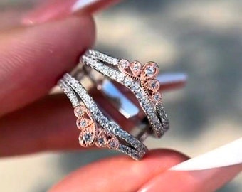 Two-Tone Gold Ring Enhancer: Moissanite Diamond Guard